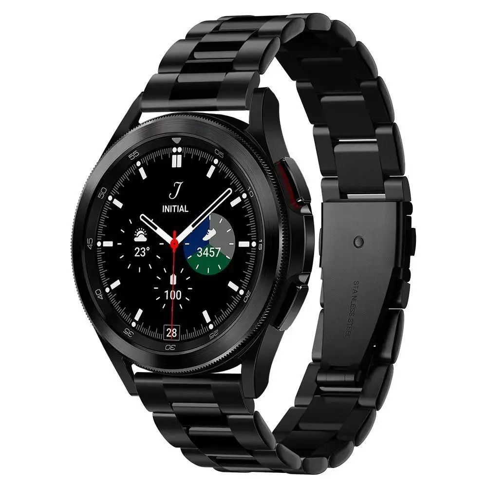Spigen Modern Fit išmaniojo laikrodžio dirželis Samsung Galaxy Watch 4/5/5 Pro (40/42/44/45/46 mm) | nerūdijantis plienas | juodas