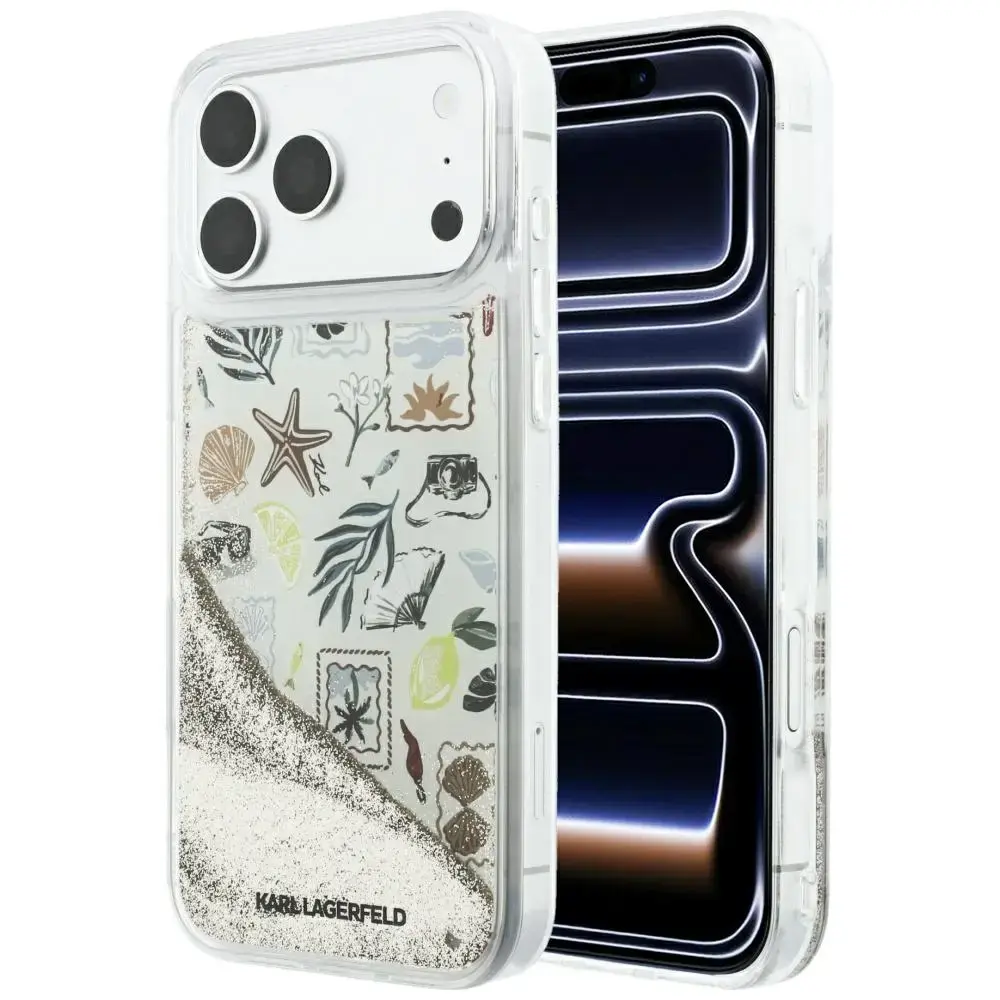 Case Karl Lagerfeld Liquid Glitter Beach & Sand for iPhone 18 Pro Max / iPhone 17 Pro Max beige