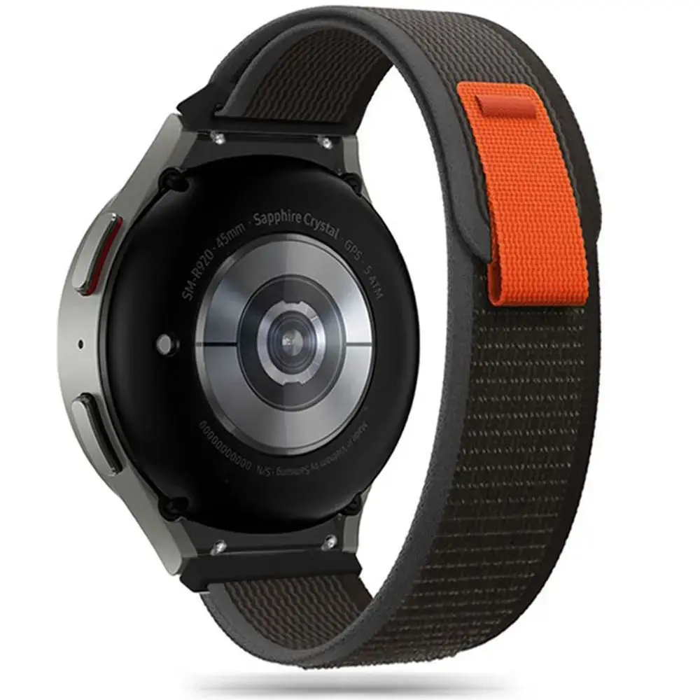 Tech-Protect Nylon ремешок для умных часов Samsung Galaxy Watch 4/5/5 Pro/6/7/FE | нейлоновый | чёрный/оранжевый