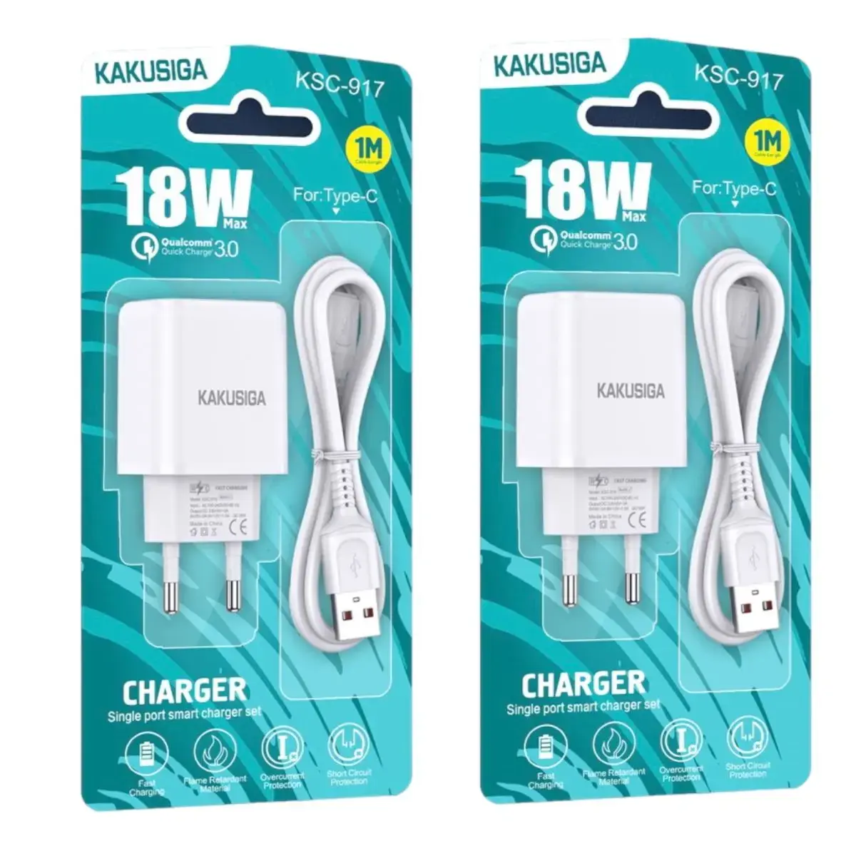 KAKUSIGA KSC-917 зарядное устройство | 18W | USB-A | с проводом USB-C на USB-C в комплекте | белое