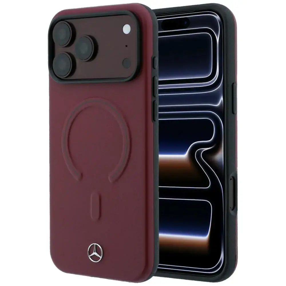 Mercedes Leather 3D чехол с поддержкой MagSafe для телефона iPhone 17 Pro Max тёмно-синий