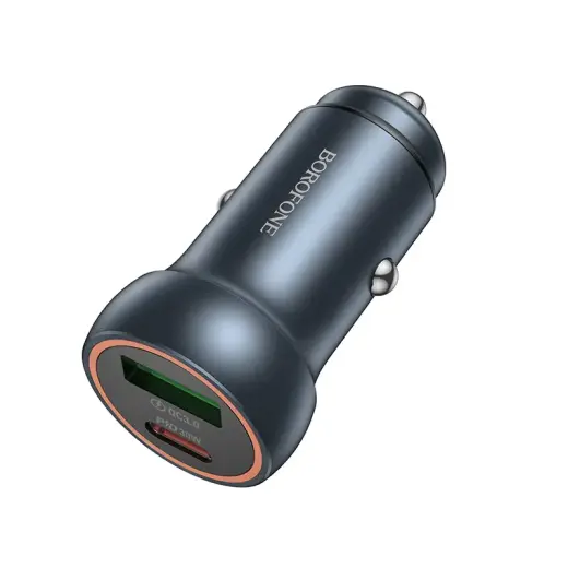 Borofone BZ32A Fresh auto lādētājs | 30W | PD, QC, PPS | USB-C, USB-A | pelēks