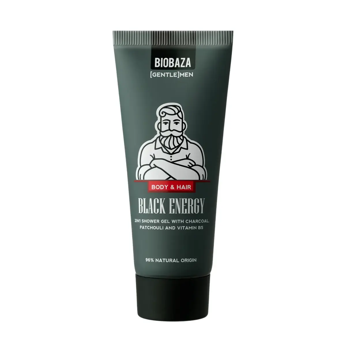 Biobaza, Black Energy, Shower Gel & Shampoo 2-In-1, Charcoal, 30 ml