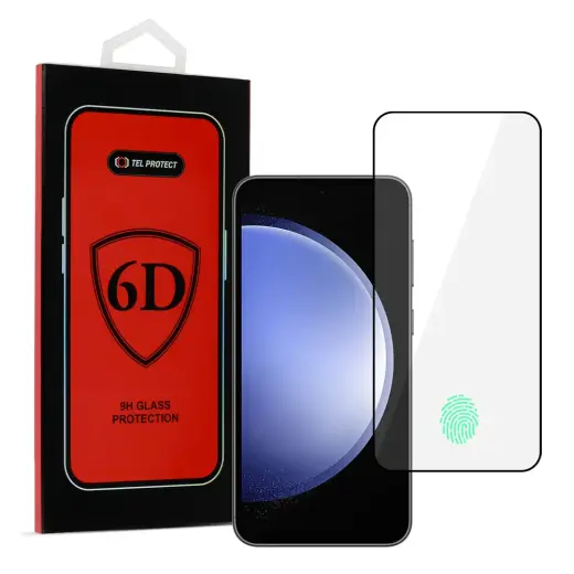 Tel Protect Full Glue 6D aizsargstikls telefona ekrānam Galaxy S22 | Galaxy S23 (saderīgs ar pirksta nospieduma sensoru)