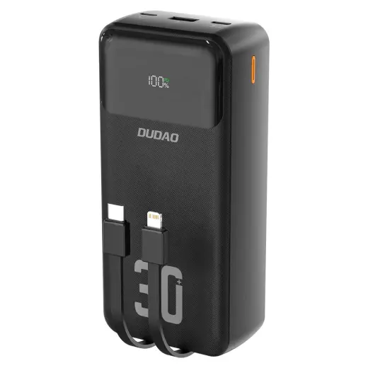 Внешний аккумулятор (powerbank) Dudao K15MAX | 30 000 мА·ч | 22.5 Вт | PD | USB-C, USB-A, Lightning, Micro USB | чёрный