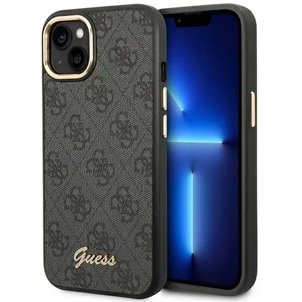 Guess GUHCP14SHG4SHK iPhone 14 | 15 | 13 6.1" czarny|black hard case 4G Vintage Gold Logo