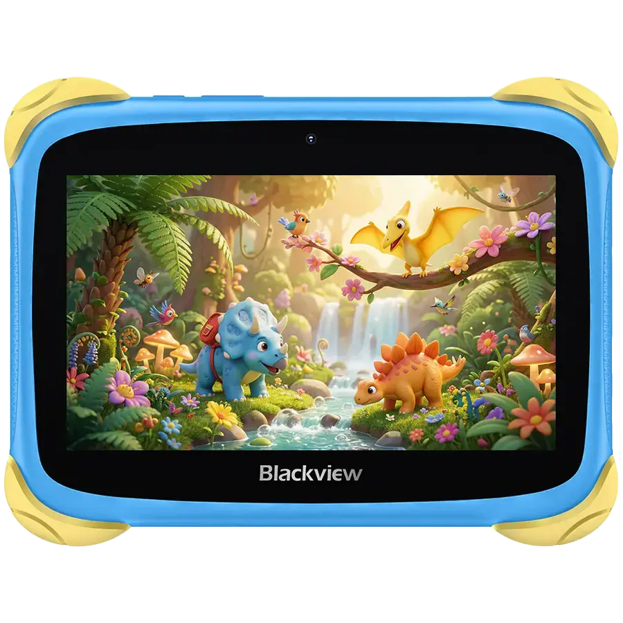 Blackview Link 1 Kids Mini WiFi6 7-inch 1024x600 HD+ 60Hz RK3562 2.0Hz 3GB+32GB 3000mAh Cam 2MP 5MP Stylus glass protector Handle Stand design Android 16 Brave Blue