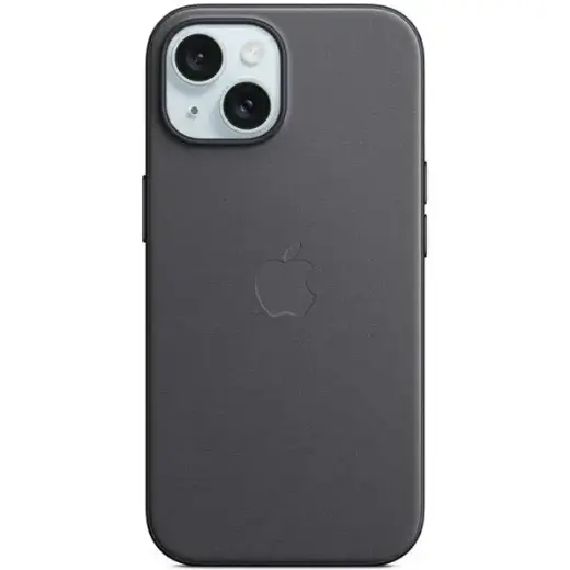 FineWoven fabric phone case with MagSafe support for iPhone 15 black