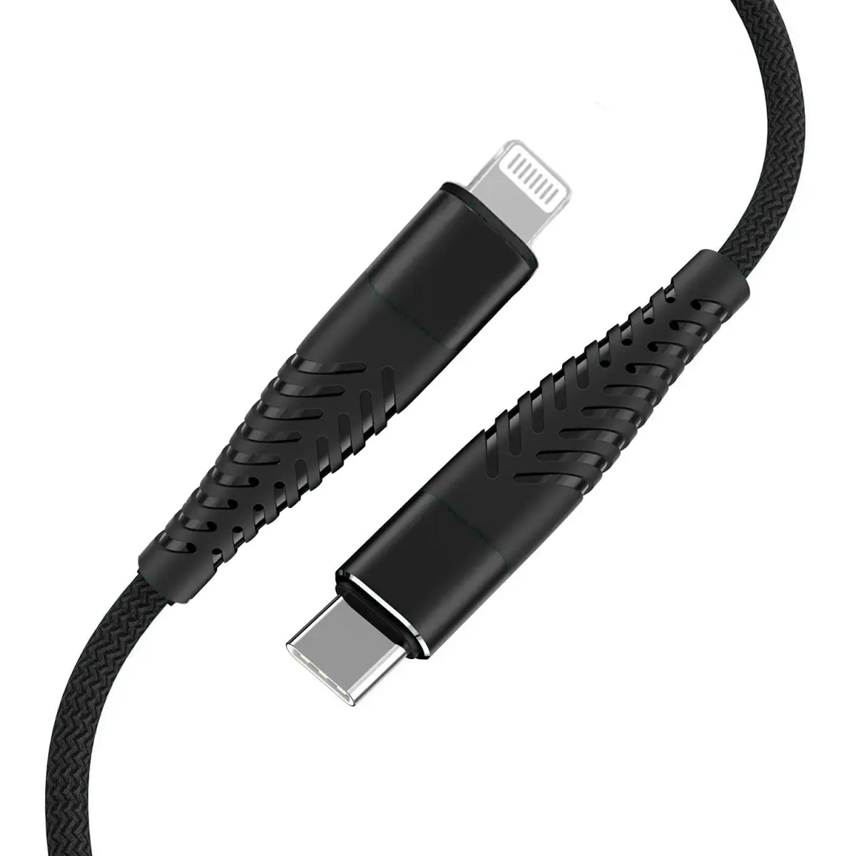 Fusion Fishbone andmeedastus- ja laadimiskaabel | USB-C - Lightning | 15W | 1,5m | must
