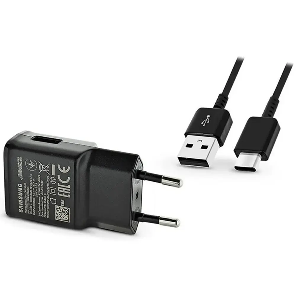 Samsung EP-TA200EBE tīkla lādētājs | 15W | USB-A, USB-C | ar USB-A uz USB-C vadu komplektā | melns (OEM)