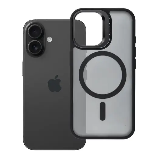 Forcell F-Protect Shadow Stand Premium telefono dėklas su stovu ir MagSafe palaikymu iPhone 16 juodas