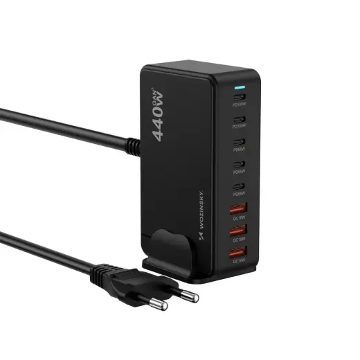 Зарядное устройство Wozinsky WSL-440 | 440W | PD, QC, GaN | USB-C | чёрное