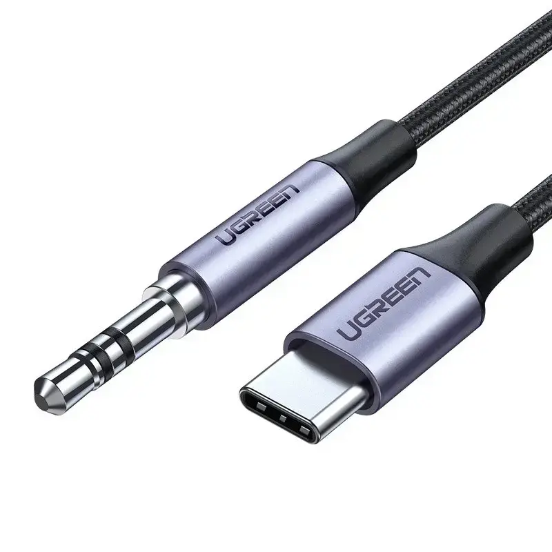 UGREEN mini jack 3,5 mm AUX uz USB-C kabelis 1 m, tumši pelēks (bojāts iepakojums)