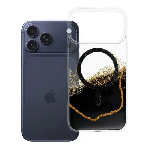 Golden telefono dėklas su MagSafe palaikymu iPhone 18 Pro Max | iPhone 17 Pro Max juodas