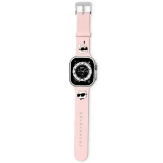 Karl Lagerfeld 3D Rubber Karl&Choupette Heads nutikella rihm Apple Watch (38/40/41 mm) jaoks | silikoonist | roosa