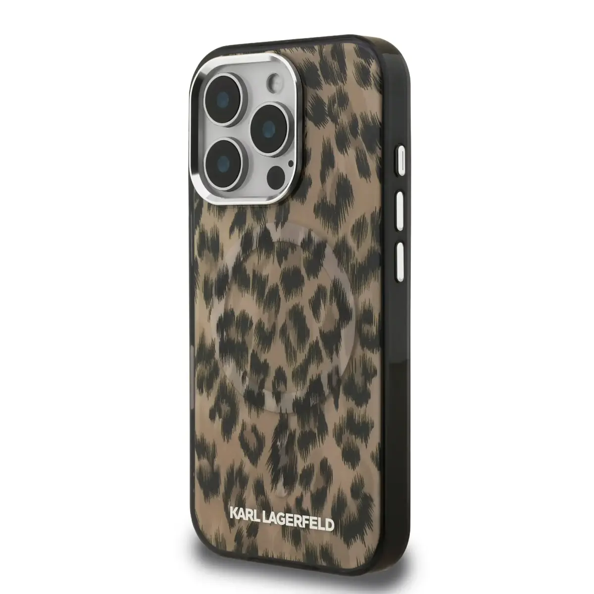 Karl Lagerfeld IML Leopard MagSafe Case for iPhone 16 Pro Max Brown