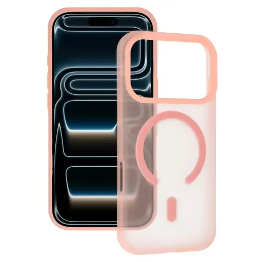 Tel Protect Mist Matte telefono dėklas su MagSafe palaikymu iPhone 15 rožinis oranžinis