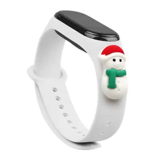 Fusion Accessories Xmas Snowman 1 viedpulksteņa siksniņa priekš Xiaomi Mi Band 5/6 | silikons | balta
