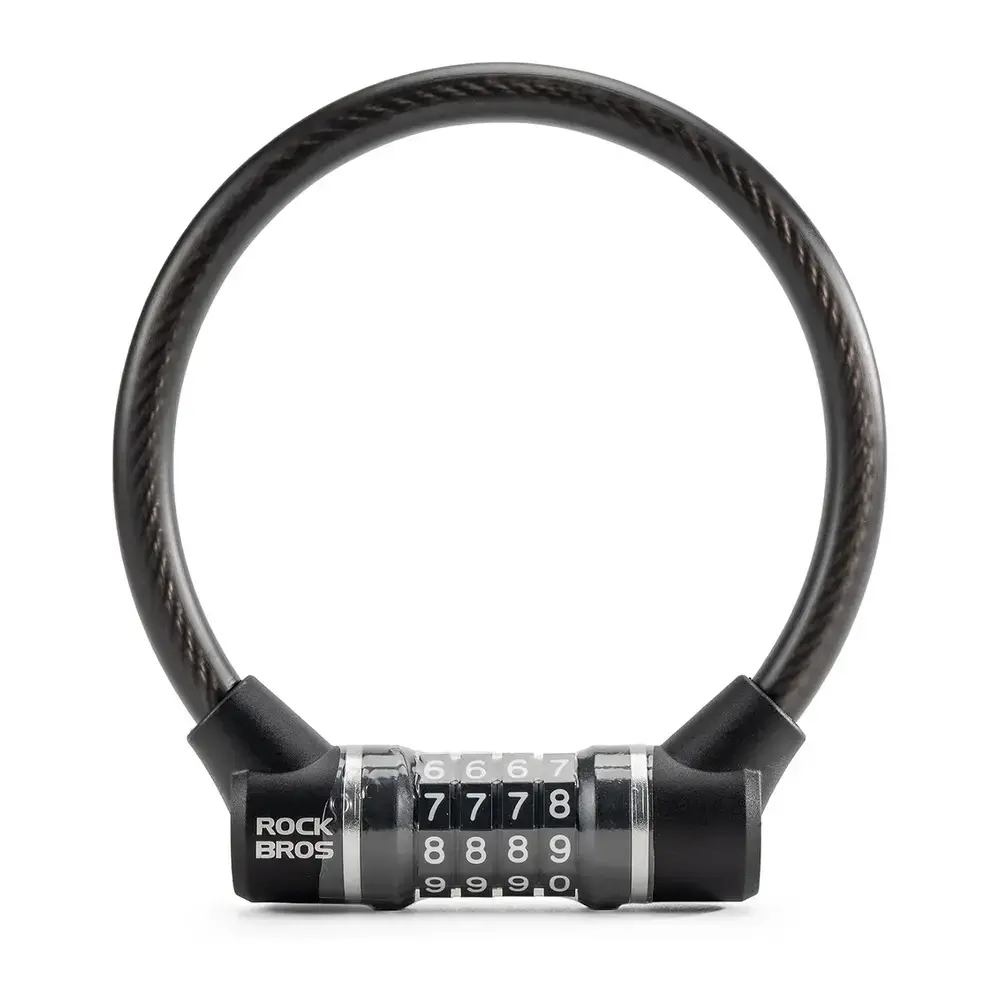Rockbros 87639-4 bicycle lock with code and steel cable - black