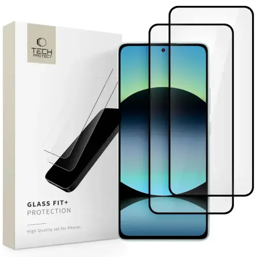TECH-PROTECT GLASS FIT+ aizsargstikls telefonam Xiaomi Redmi Note 14 4G | 5G melns 2 gab.