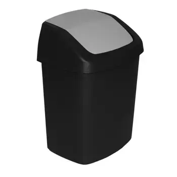 Waste bucket Swing Top 10L 24,6x19,8x37,3cm black/silver
