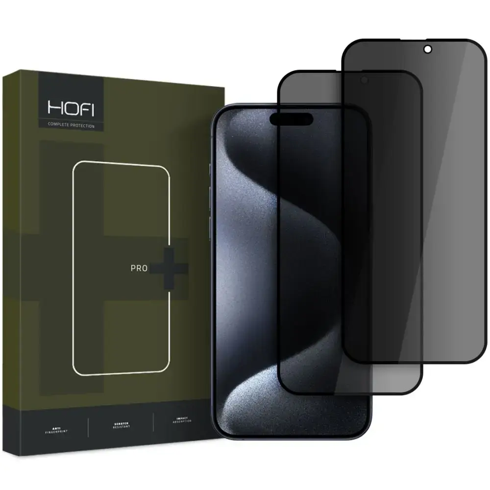 HOFI ANTI SPY aizsargstikls telefonam iPhone 16 Pro privātuma efekts 2 gab.