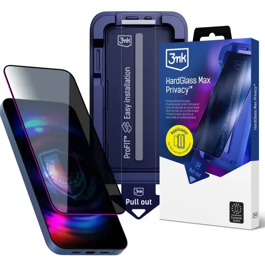 3mk Hardglass Max Privacy karastatud kaitseklaas telefonile iPhone 18 Pro (privaatsusefekt) paigaldusraamiga