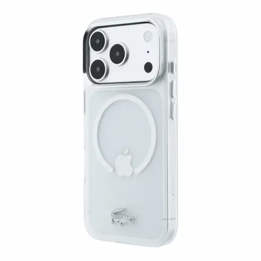 Lacoste IML Frosted Petit Pique Metal Logo чехол с поддержкой MagSafe для телефона iPhone 18 Pro прозрачный