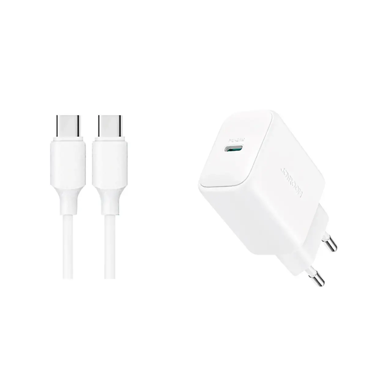 Joyroom JR-TCF20 tīkla lādētājs | 20W | PD, QC | USB-C | ar USB-C uz USB-C vadu komplektā | balts