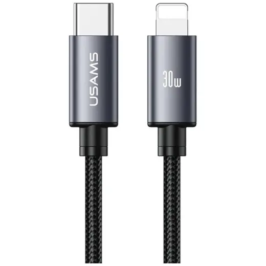USAMS U91 datu pārraides un uzlādes vads | USB-C uz Lightning | 30W | 1m | pelēks
