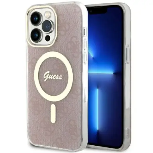Guess GUHMP13XH4STP 4G maciņš ar MagSafe atbalstu telefonam iPhone 13 Pro Max rozā