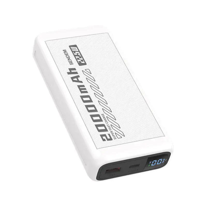 SENDEM PH82 внешний аккумулятор (powerbank) | 20000 mAh | 22.5W | USB-C, USB-A | LED дисплей | белый