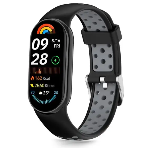 Tech-Protect Iconband Air viedpulksteņa siksniņa priekš Xiaomi Mi Band 8/9/10 | silikons | melna/pelēka