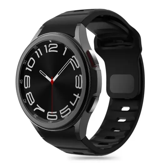 Tech-Protect Silicone Line viedpulksteņa siksniņa priekš Samsung Galaxy Watch 4/5/5 Pro/6/7/FE | silikons | melna