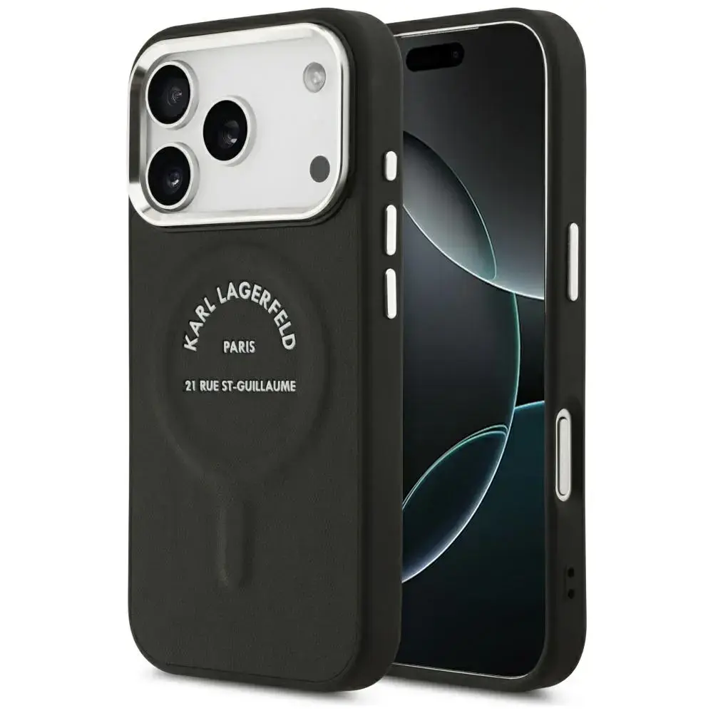 Case Karl Lagerfeld Embossed Open Ring RSG Logo MagSafe for iPhone 18 Pro / 17 Pro black