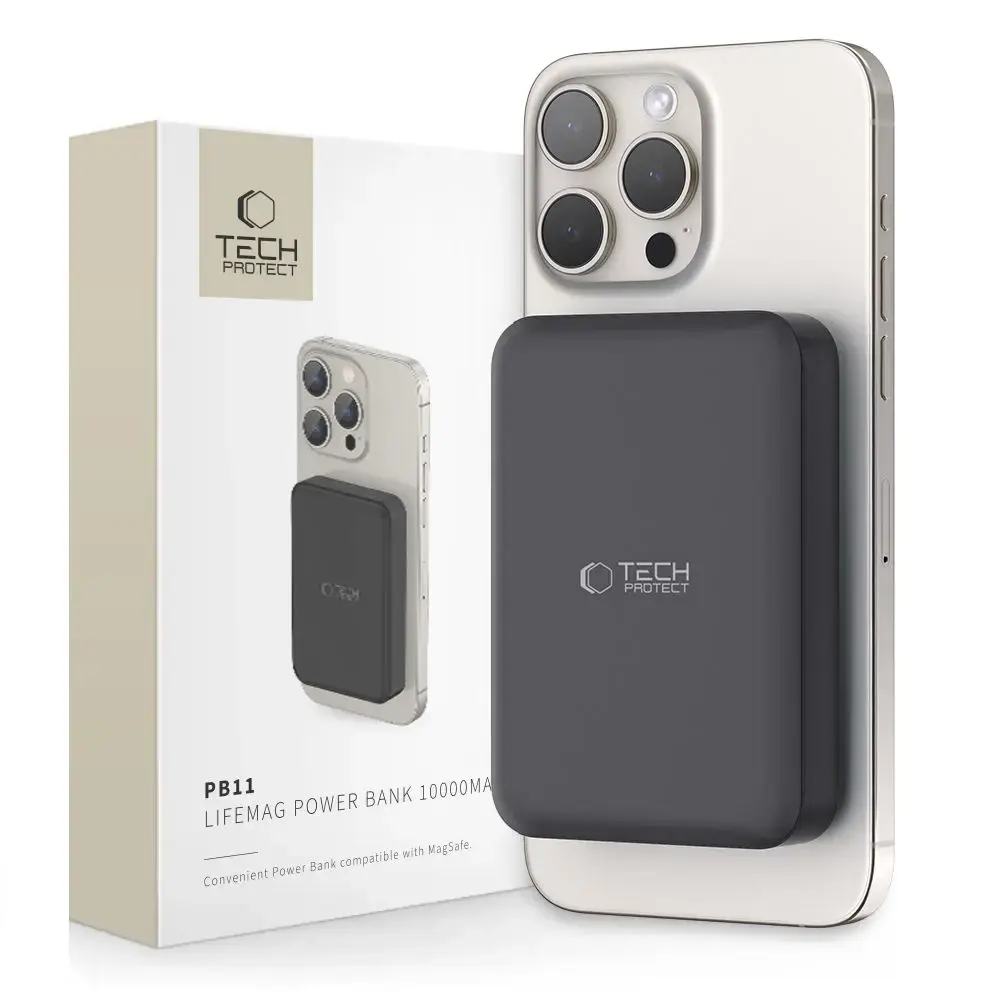 Tech-Protect LifeMag PB11 внешний аккумулятор (powerbank) | 10000 mAh | 18W | USB-C, MagSafe | черный