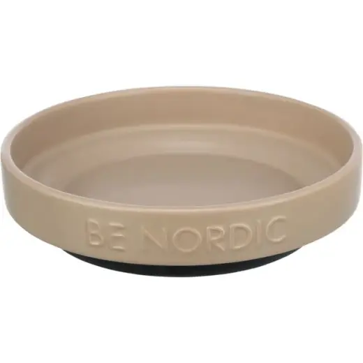 Bowl for animals, ceramic : Trixie BE NORDIC bowl, flat, ceramic|rubber ring, 0.3 l|ø 16 cm, taupe