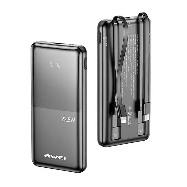 AWEI P76K ārējais akumulators (powerbank) | 10000 mAh | 22.5W | melns