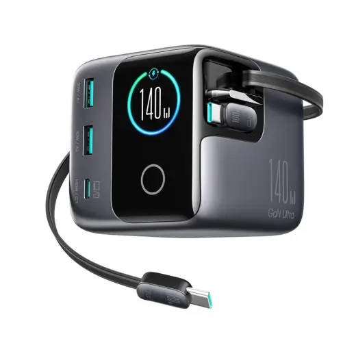Joyroom Podix JR-TRD01 tīkla lādētājs | 140W | GaN | USB-C | ar USB-C uz USB-C vadu komplektā | pelēks