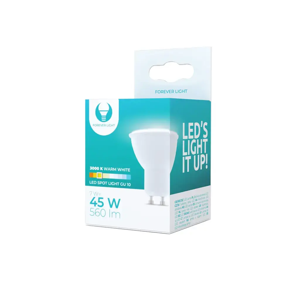 LED spuldze GU10 7W 230V 3000K 560lm Forever Light