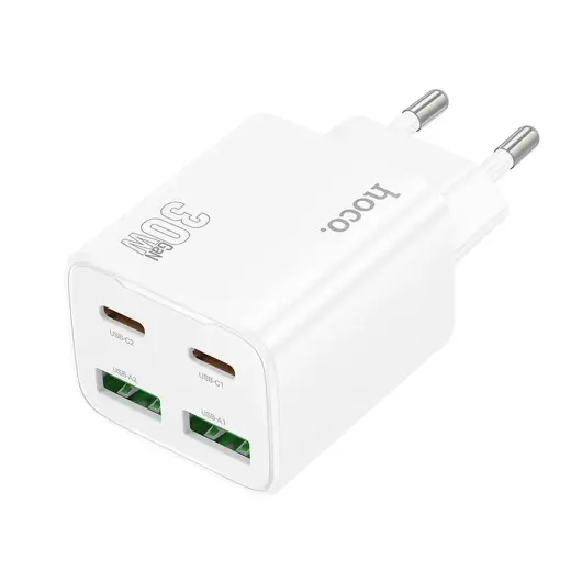 Зарядное устройство HOCO N56 | 30W | PD, QC, PPS | USB-C, USB-A | белое