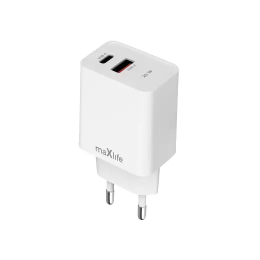Maxlife MXTC-13-20AC travel charger | 20W | PD, QC | USB-C, USB-A | white