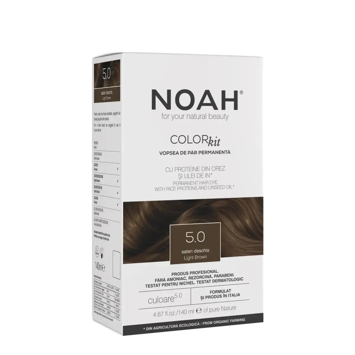 Noah, Permanent Hair Colour, Permanent Hair Dye, 5.0 Light Brown, 140 ml