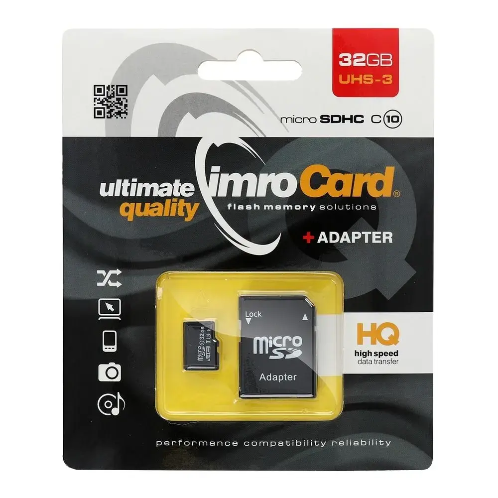 IMRO memory card microSD 32GB 100MB/s class 10 UHS 3 with adapter SD
