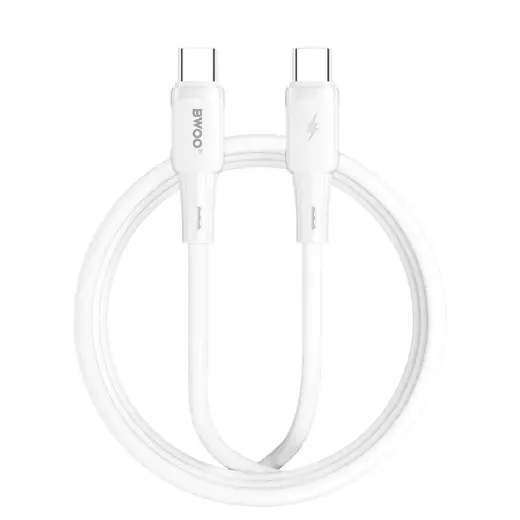 BWOO X329CC datu pārraides un uzlādes vads | USB-C uz USB-C | 65W | 1m | balts