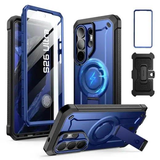 SUPCASE Unicorn Beetle Pro Mag telefono dėklas su MagSafe palaikymu Samsung Galaxy S26 Ultra (S948) mėlynas
