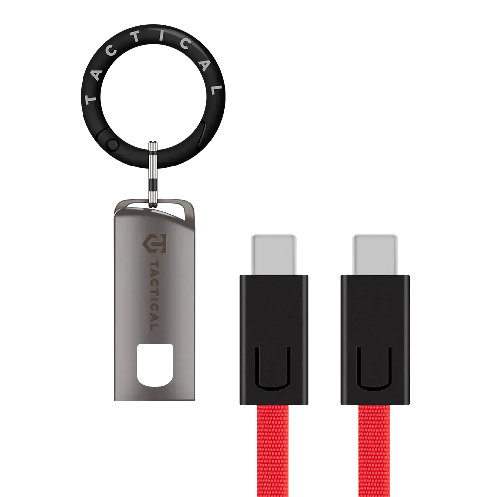 Tactical OODA Loop duomenų perdavimo ir įkrovimo laidas | USB-C į USB-C | 60W | raudonas