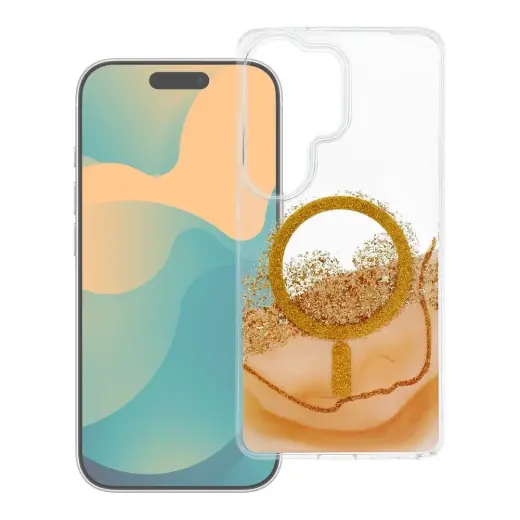 Golden telefono dėklas su MagSafe palaikymu Samsung Galaxy S24 (S921) | S25 (S931) auksinis