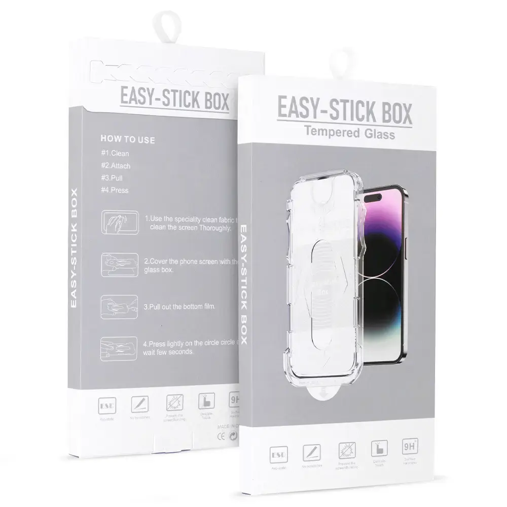 Tempered Glass Full Glue Easy-Stick Box for IPHONE 15 PRO MAX BLACK