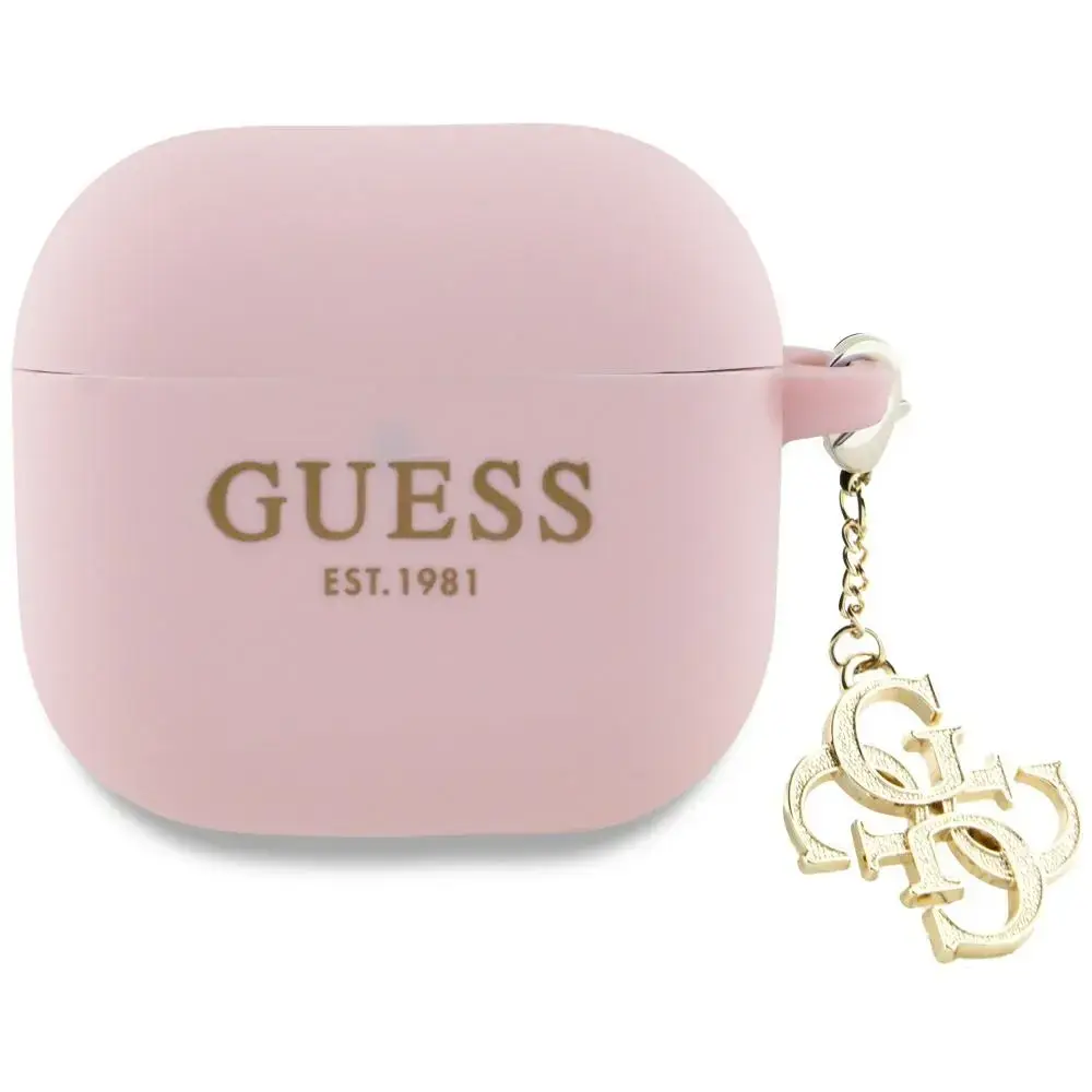 Guess GUA4LECG4P AirPods 4 cover          różowy|pink Silicone 4G Charm